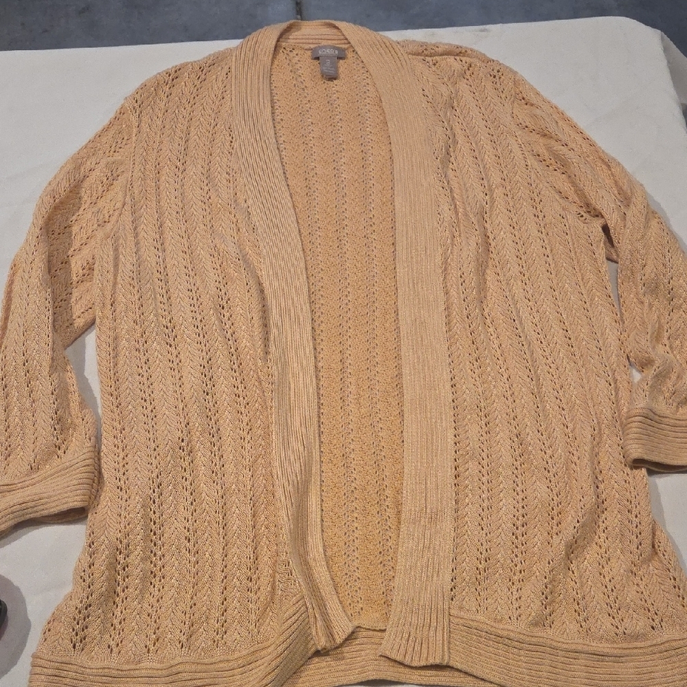 croft & barrow peach open-front knit cardigan